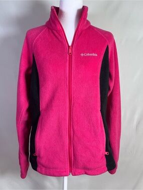 Women’s Columbia Pink & Black Two-Tone Fleece Zip Front Jacket